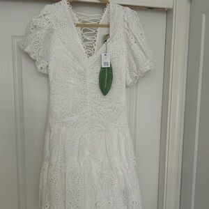 FARM RIO White Eyelet Lace Dress size small Never worn